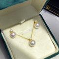 Princess Diana S925 Sterling Silver 9mm Freshwater Pearl Earring and Necklace 3 Peaces Set