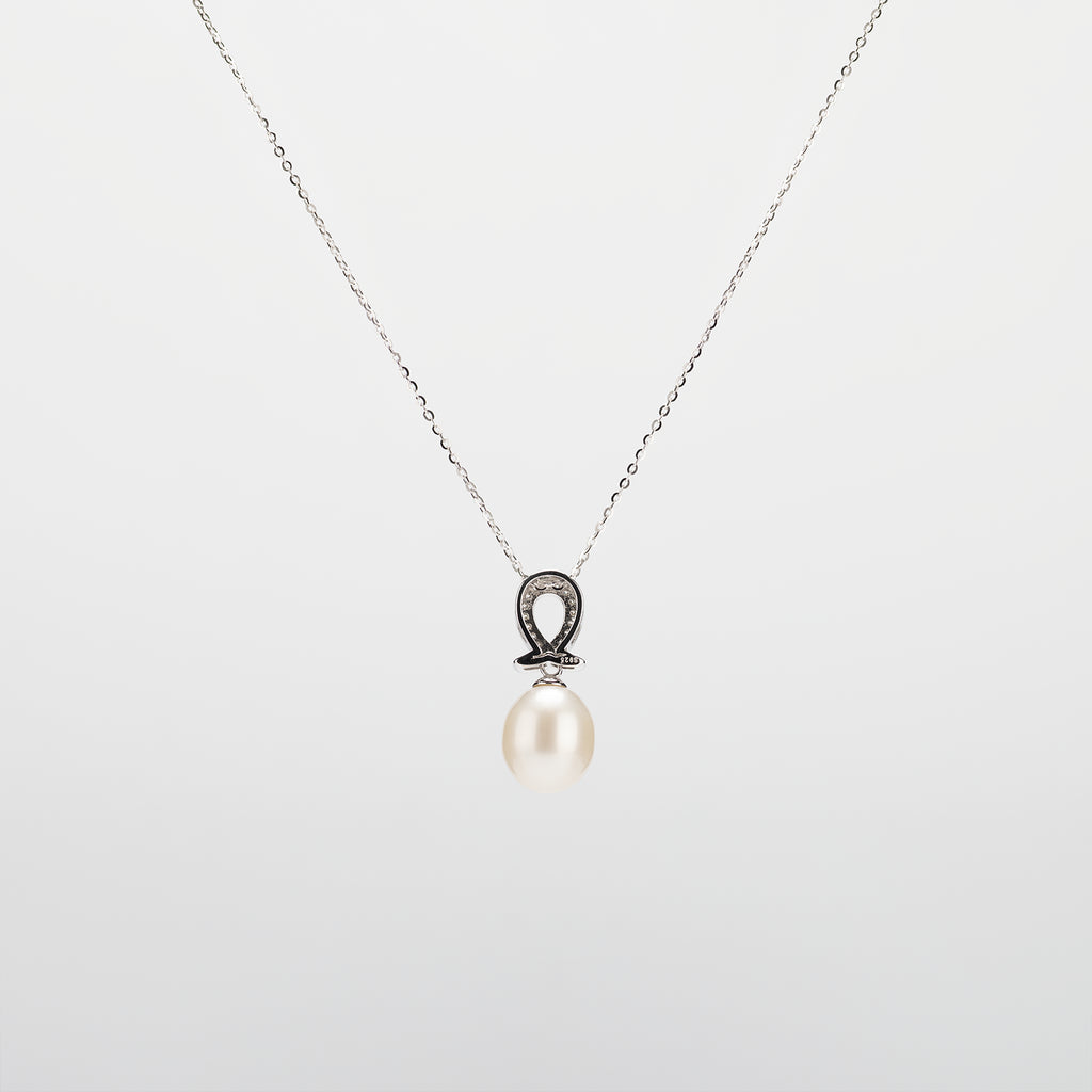 Pearl  pendant necklace on a white background