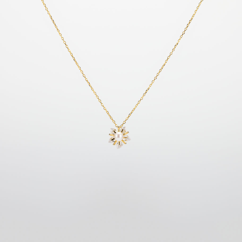 Pearl  pendant necklace on a white background