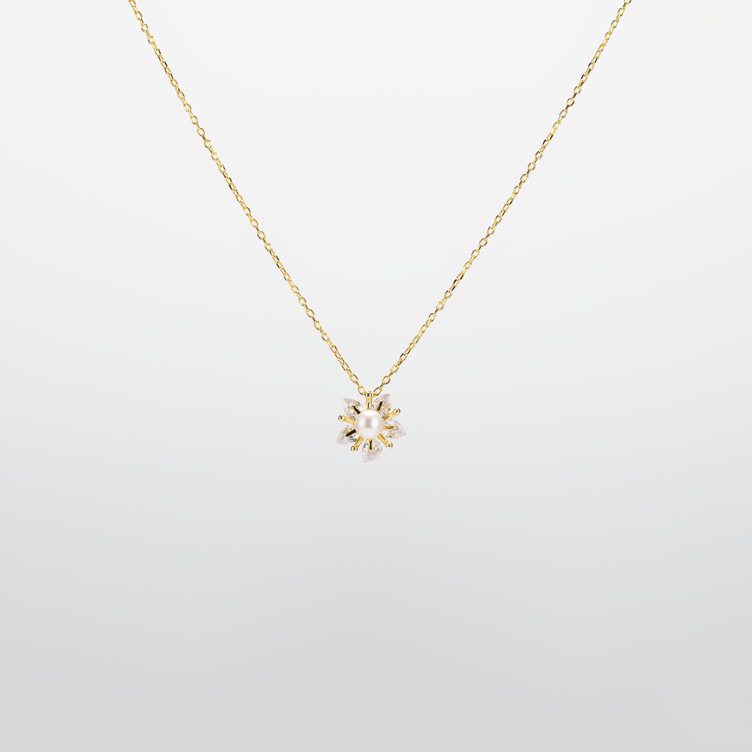 Pearl  pendant necklace on a white background