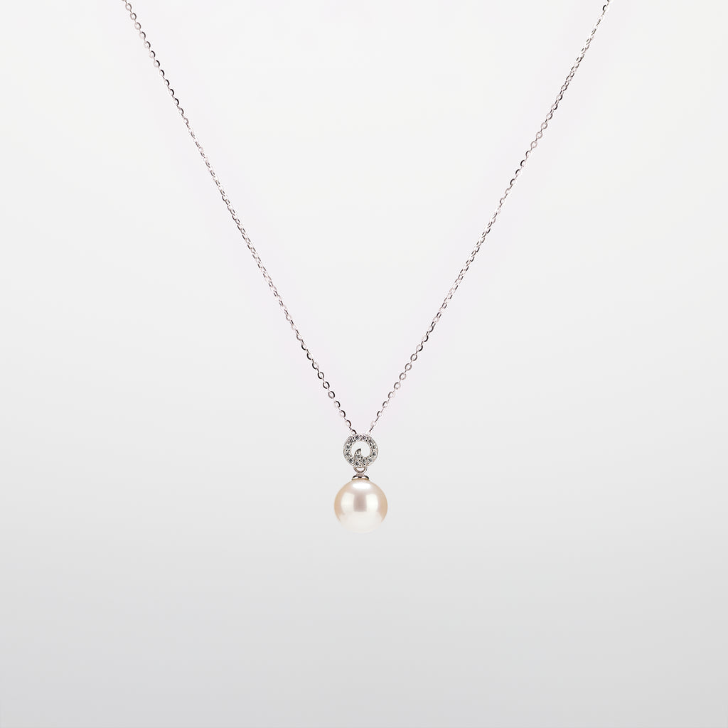 Pearl  pendant necklace on a white background