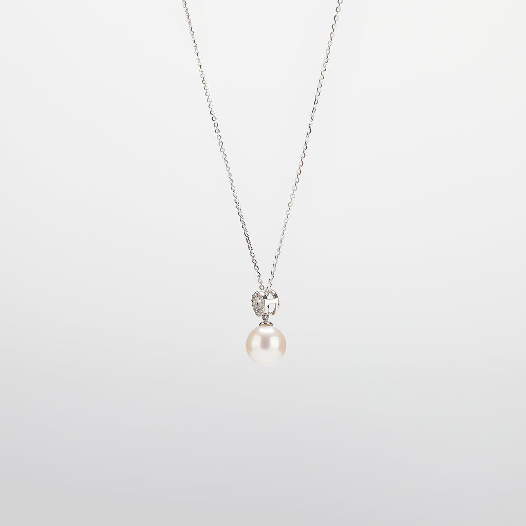 Pearl  pendant necklace on a white background