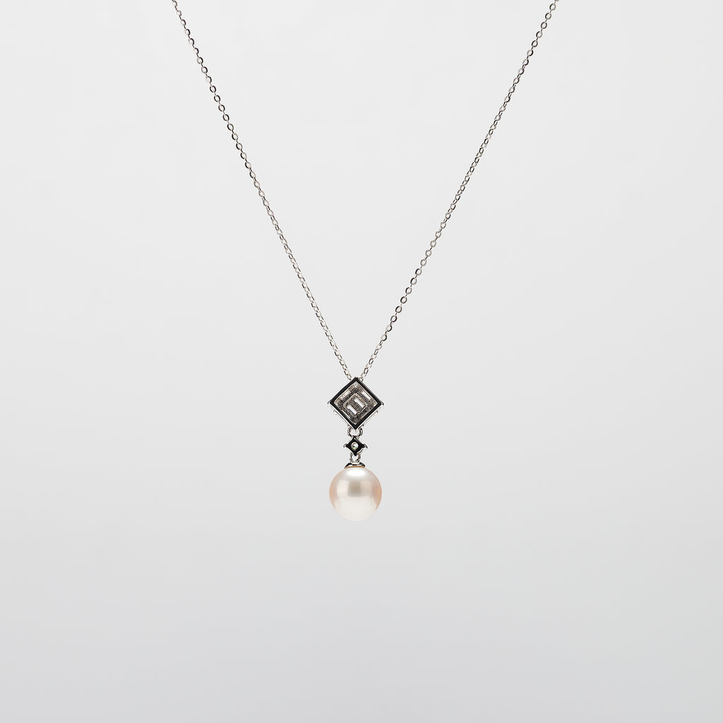 Pearl  pendant necklace on a white background