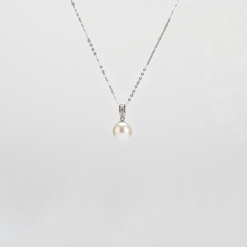 Pearl  pendant necklace on a white background