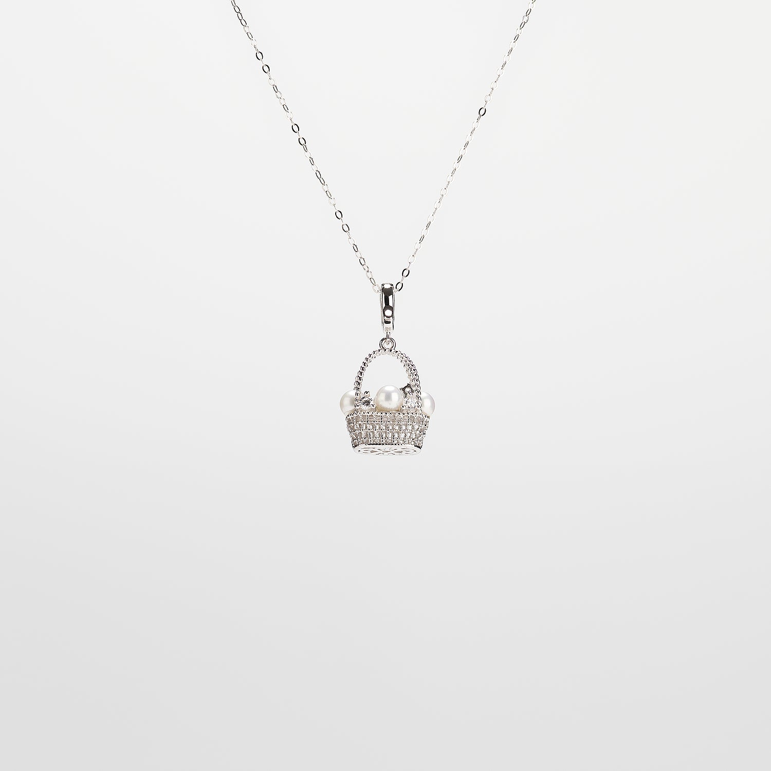 Pearl  pendant necklace on a white background