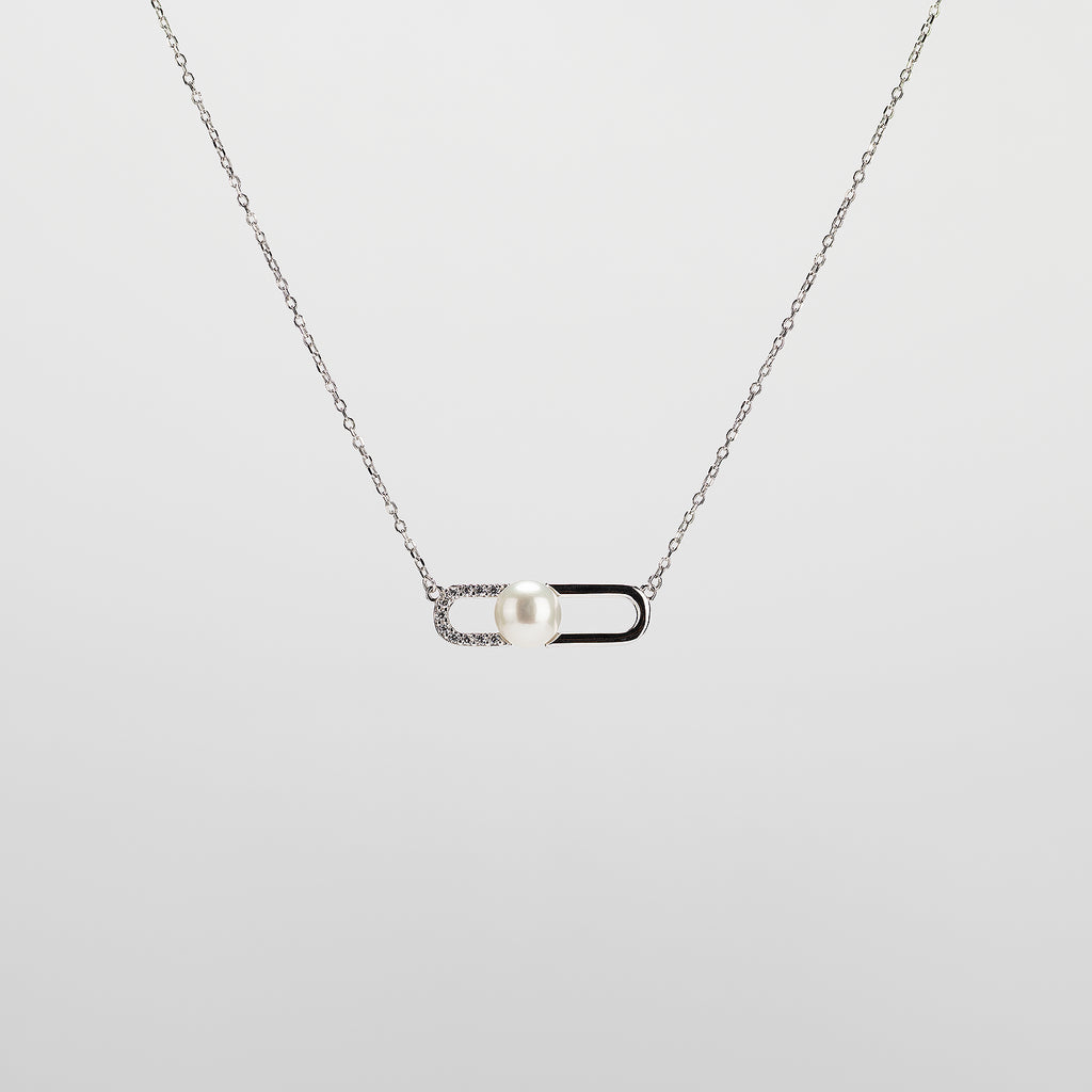 Pearl  pendant necklace on a white background