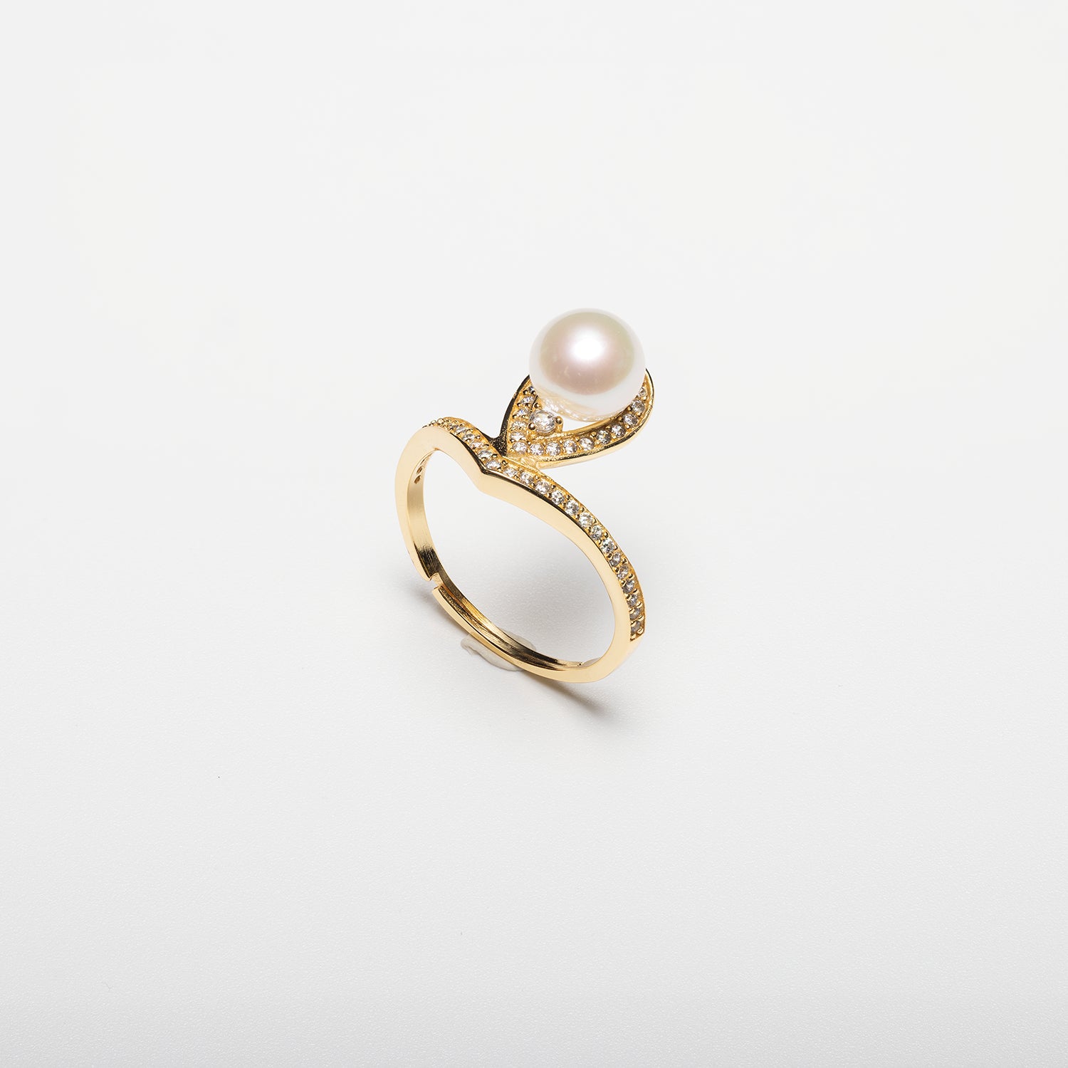 Pearl ring on a white background