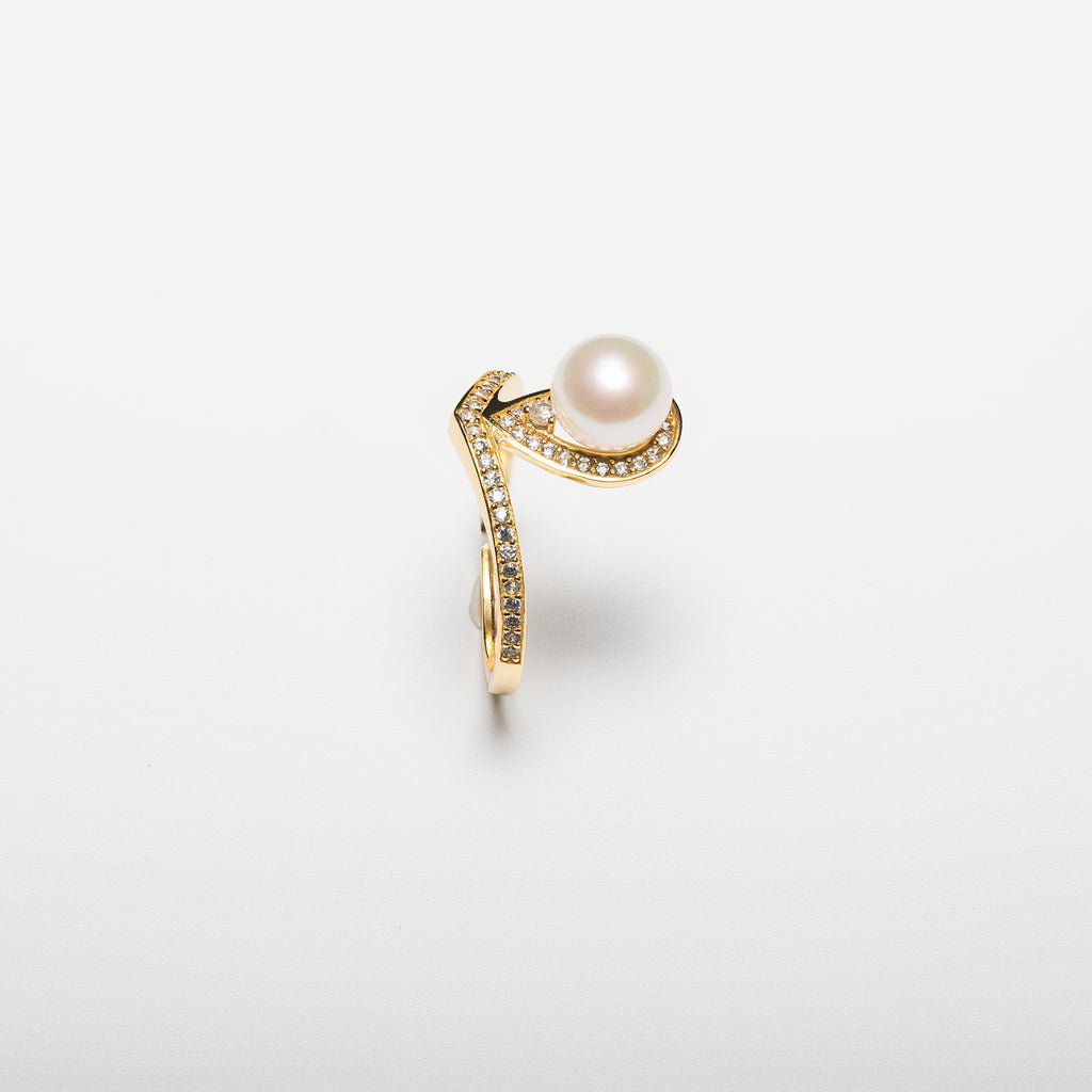 Pearl ring on a white background