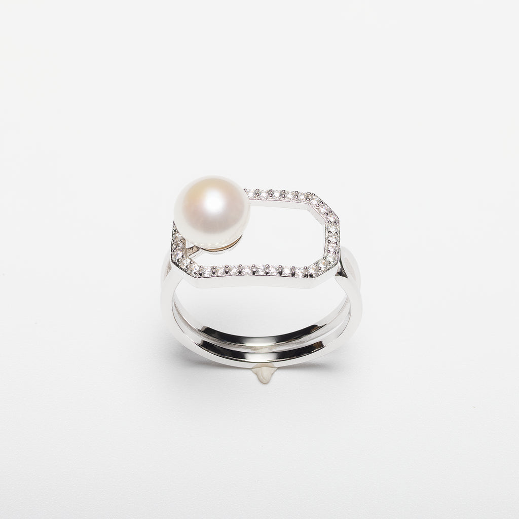 Pearl  ring  on a white background